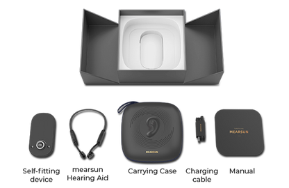 MES-E100 Mearsun Bone Conduction Hearing Aid – Bluetooth Compatible/AI Adaptive Sound/DIY Customizable Fitting/Waterproof/Dual Function for Hearing and Music - Mearsun