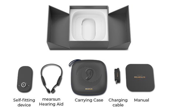 MES-E100 Mearsun Bone Conduction Hearing Aid – Bluetooth Compatible/AI Adaptive Sound/DIY Customizable Fitting/Waterproof/Dual Function for Hearing and Music - Mearsun